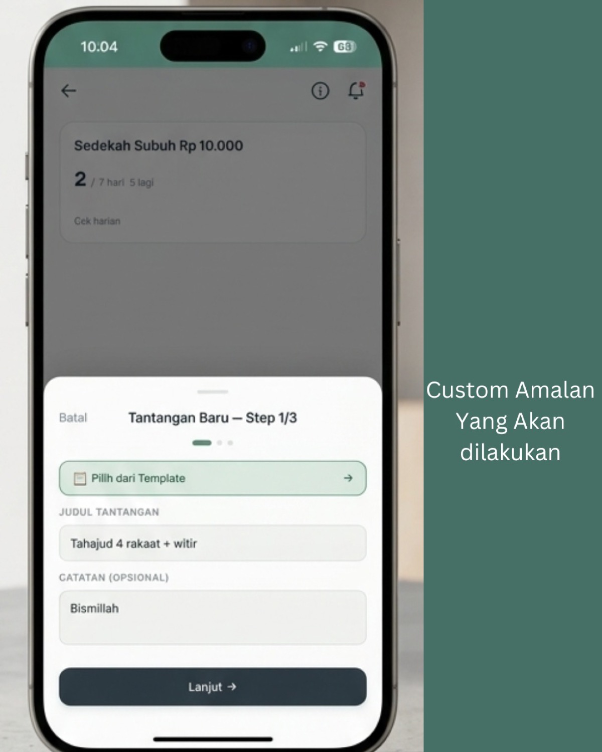 DWT — Tracker Ibadah — Tantangan ibadah custom