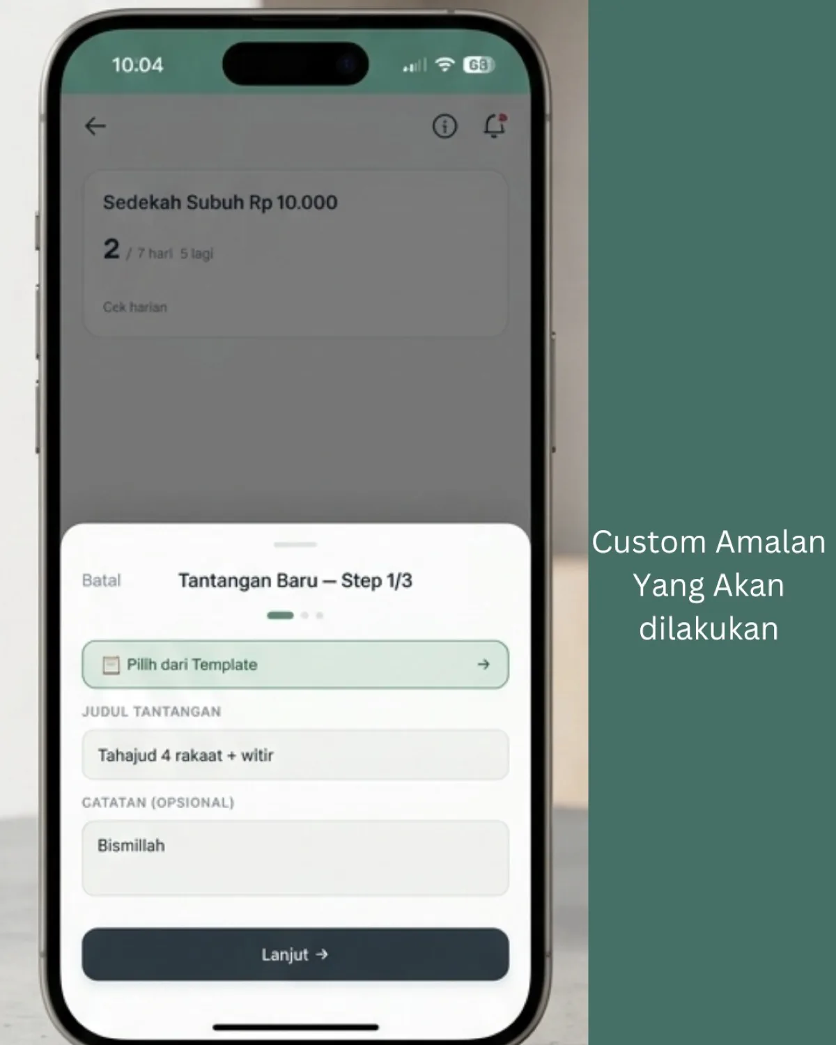 DWT — Tracker Ibadah — Tantangan ibadah custom
