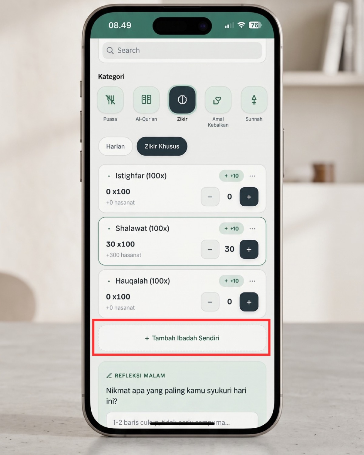 DWT — Tracker Ibadah — Dzikir counter digital