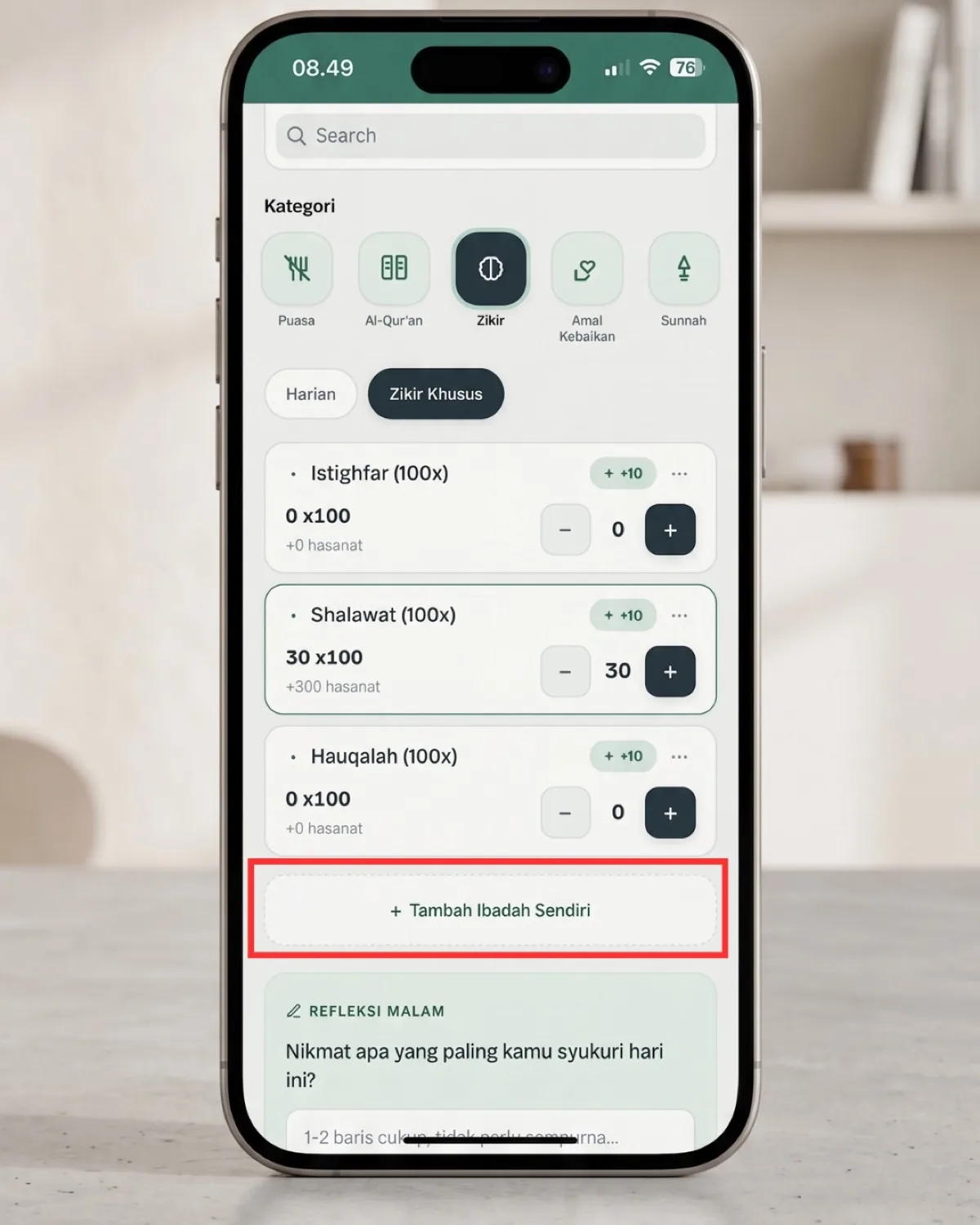 DWT — Tracker Ibadah — Dzikir counter digital