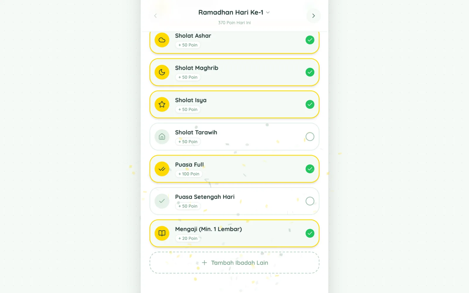Jurnal Ramadhan Ceria — Checklist ibadah harian