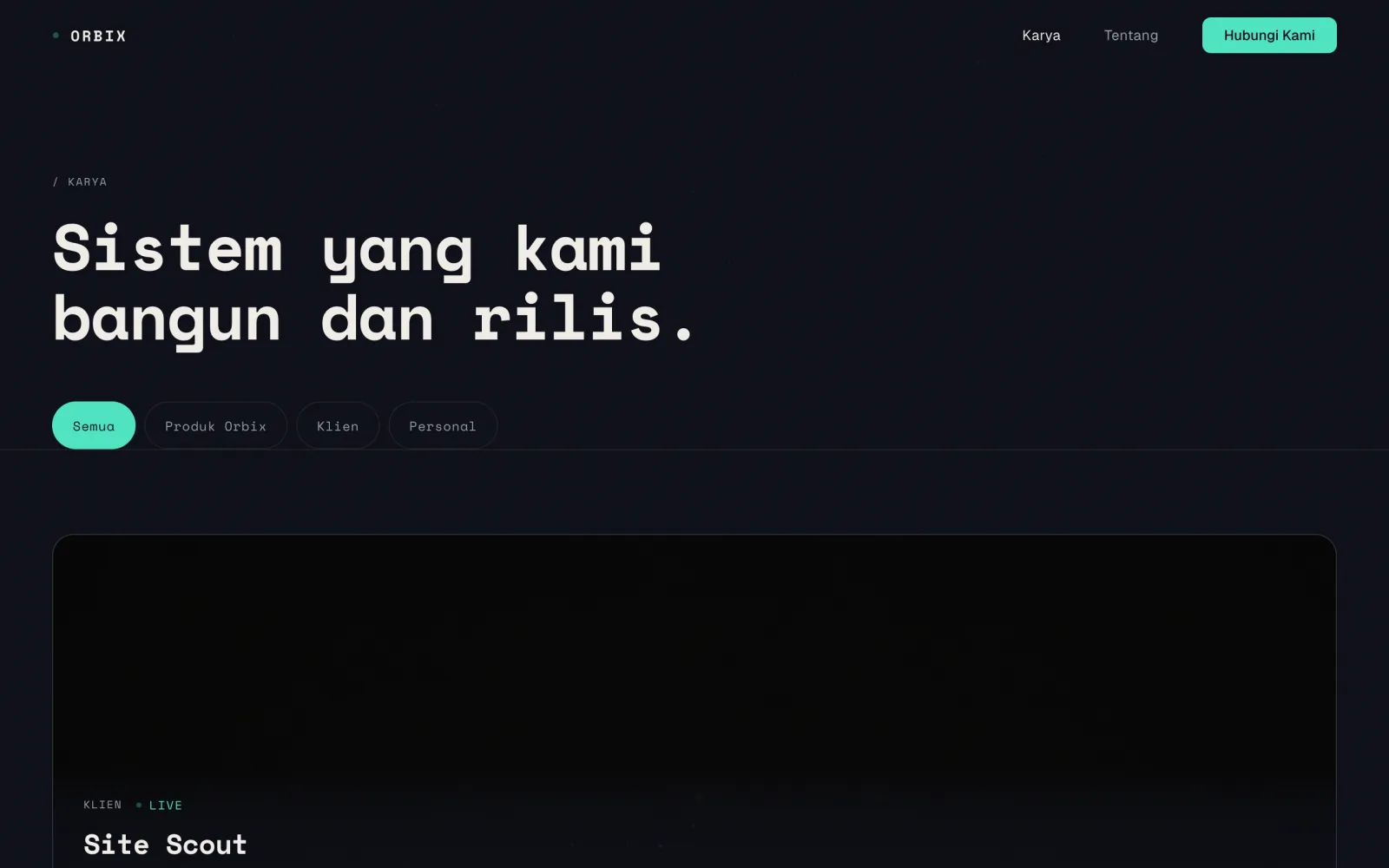 Orbix Portfolio — Daftar karya & filter
