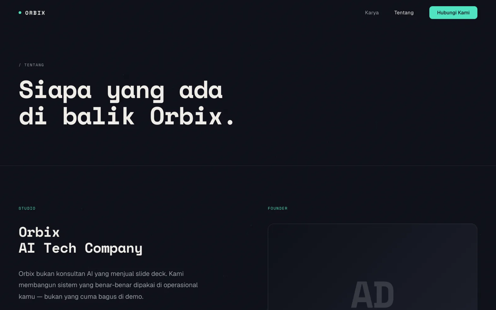 Orbix Portfolio — Halaman Tentang