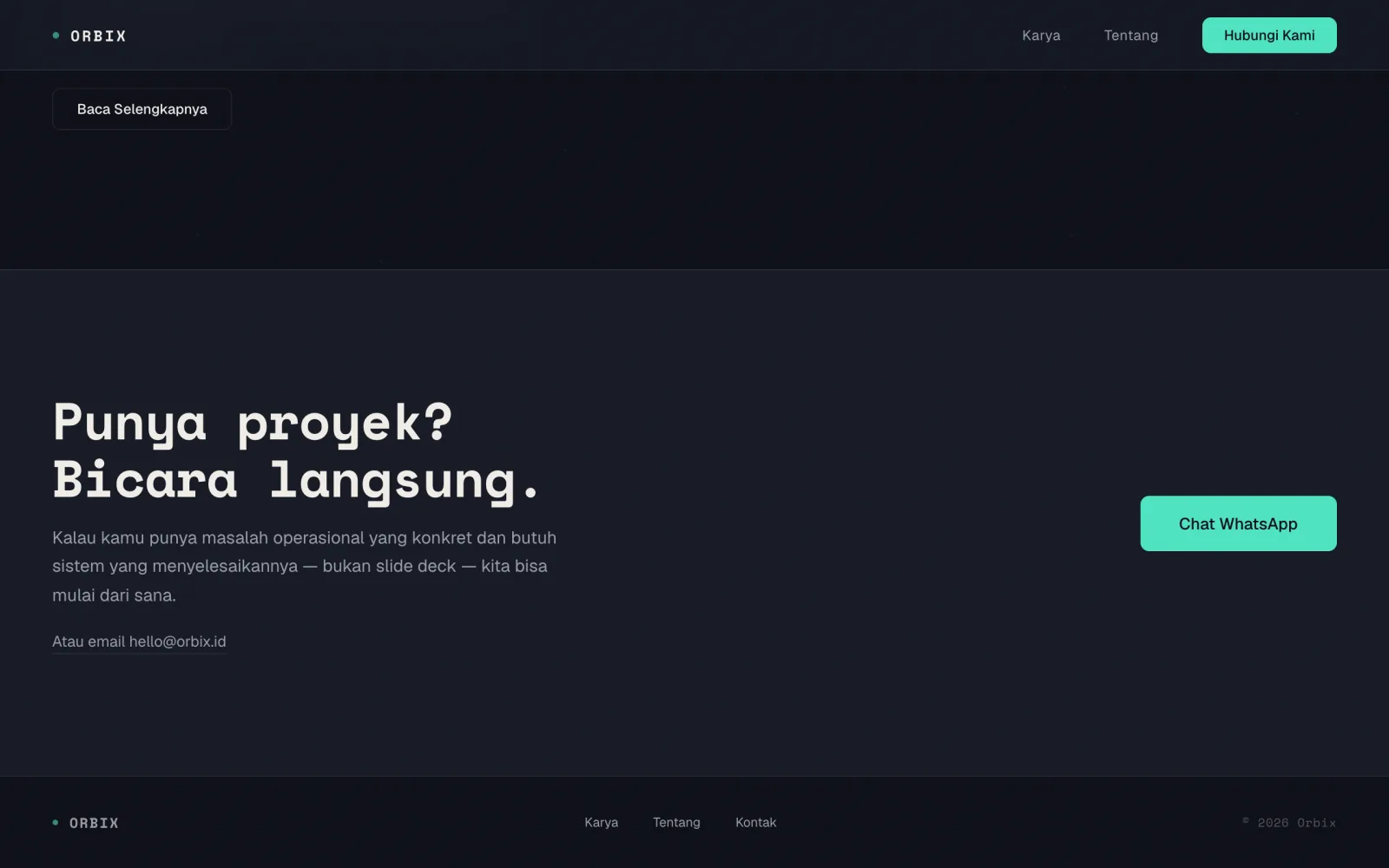 Orbix Portfolio — Section kontak