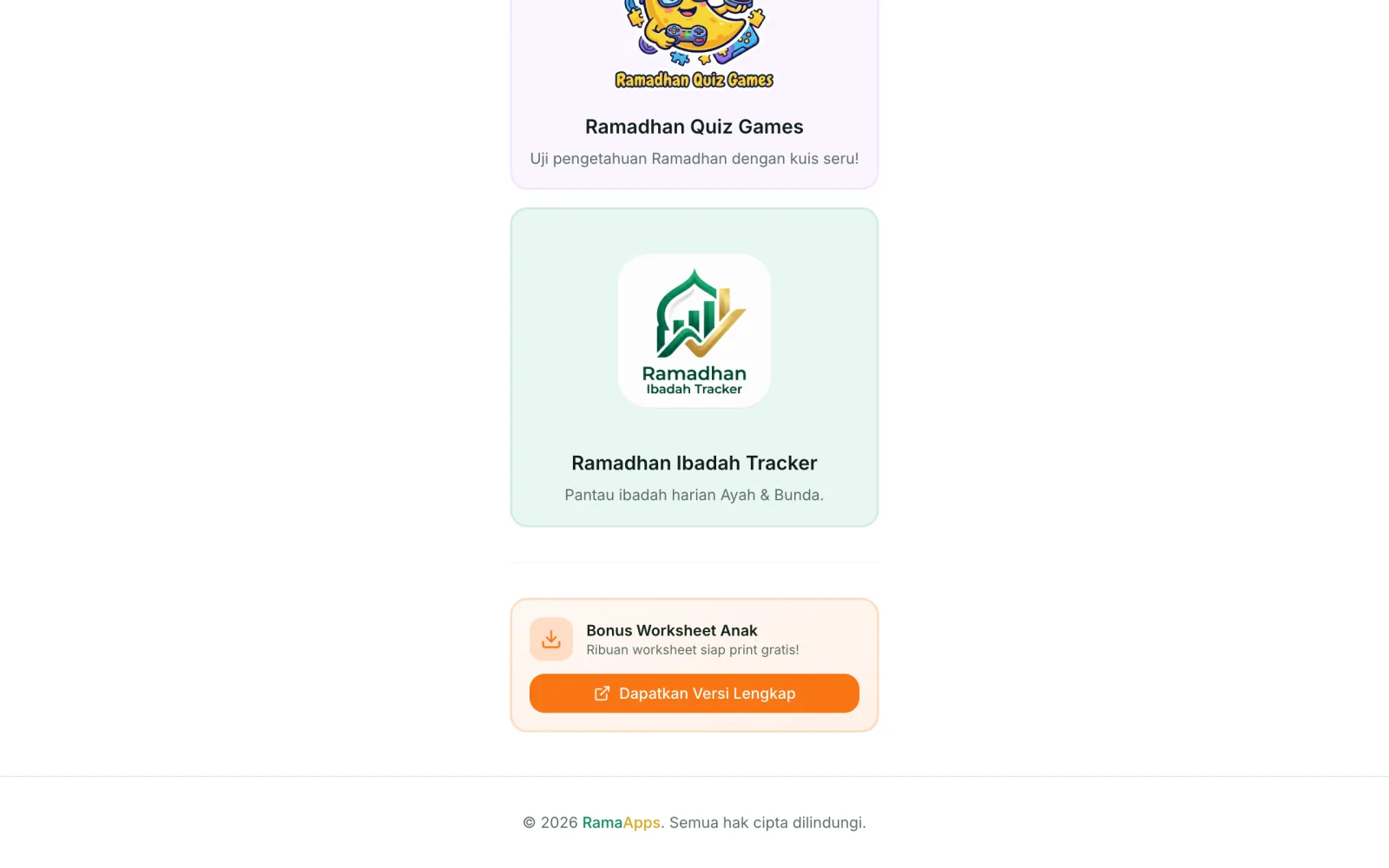 Ramadhan Hub Demo — Bonus worksheet anak