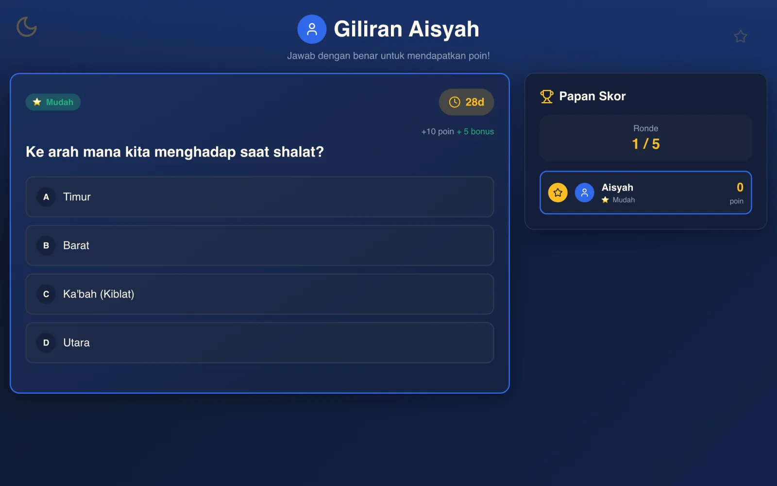 Ramadhan Trivia Quest — Soal & papan skor